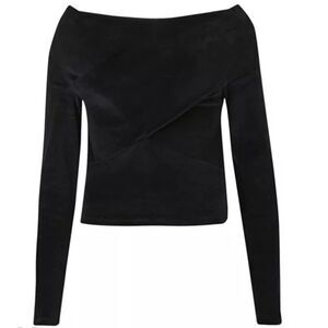 1266 NWT ALLSAINTS Delta Velvet Top Black US8